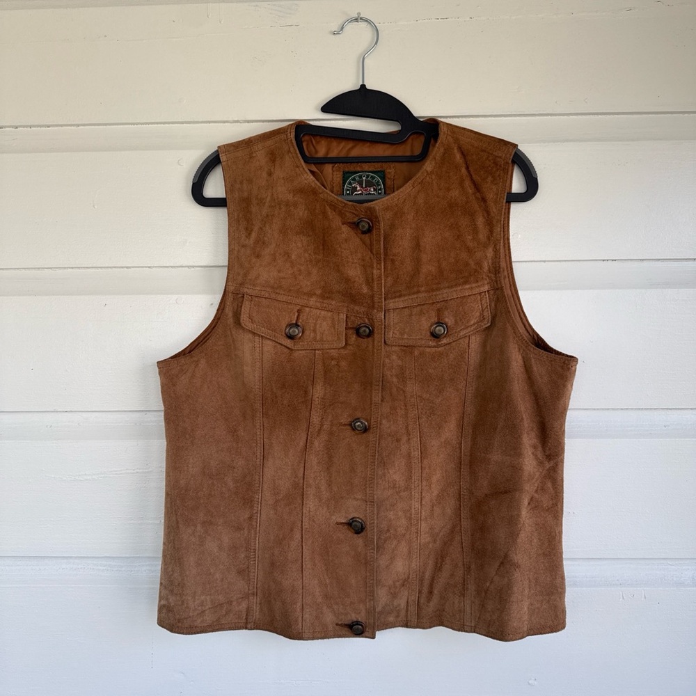 Harold's 100% Leather Button-Front Brown Vest